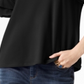 Blusa feminina com mangas franzidas da INC International Concepts, preta, tamanho pequeno P