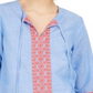 Blusa feminina bordada com borlas Charter Club, azul, tamanho extragrande