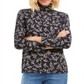 Blusa feminina Karen Scott com estampa de gola alta, preta, tamanho X-S