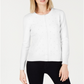 Cardigan feminino com botões e detalhes em pérolas Charter Club, tamanho grande, branco