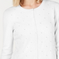 Cardigan feminino com botões e detalhes em pérolas Charter Club, tamanho grande, branco