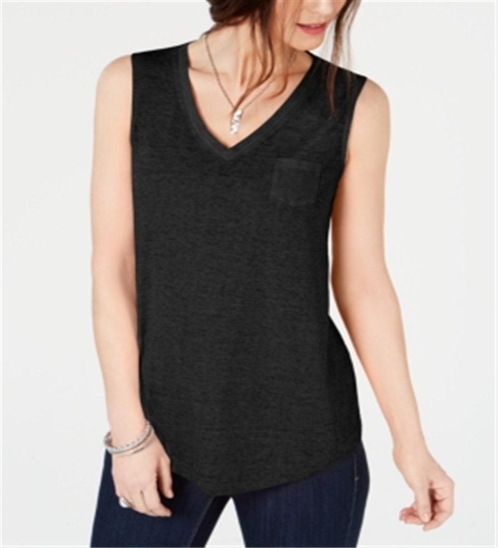 Blusa feminina estilo &amp; co com bolso no peito e estampa burnout, preta, tamanho pequeno