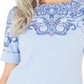Blusa feminina Karen Scott com estampa de gola canoa, azul, tamanho pequeno