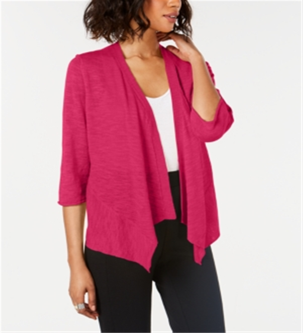 Cardigan feminino Alfani de linho com frente aberta, rosa, tamanho grande