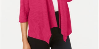 Cardigan feminino Alfani de linho com frente aberta, rosa, tamanho grande