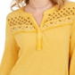 Camisa feminina de algodão bordado Style &amp; Co, amarela, tamanho X-S