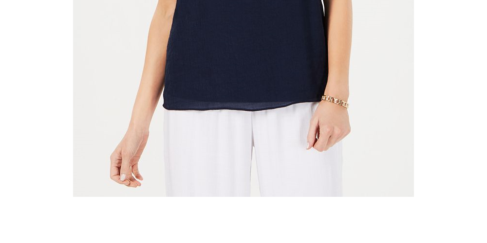 JM Collection Blusa Feminina Keyhole Gaze Azul Tamanho M