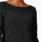 Karen Scott Blusa feminina texturizada com decote em joia e manga 3/4, preta, tamanho X-S