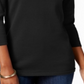 Karen Scott Blusa feminina texturizada com decote em joia e manga 3/4, preta, tamanho X-S