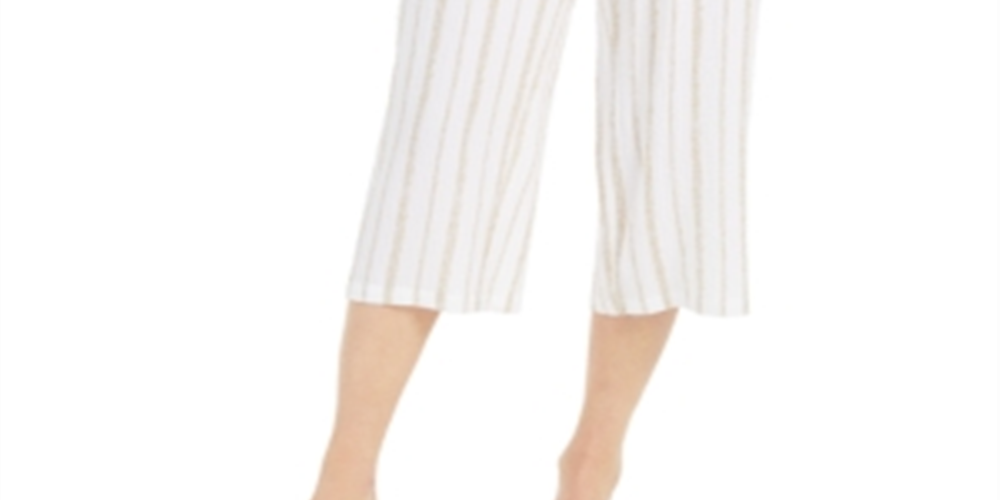 Calça feminina listrada e amassada JM Collection, marrom, tamanho grande