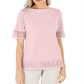 Karen Scott Blusa Feminina de Crochê com Franjas em Algodão Rosa Tamanho P