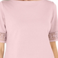 Karen Scott Blusa Feminina de Crochê com Franjas em Algodão Rosa Tamanho P