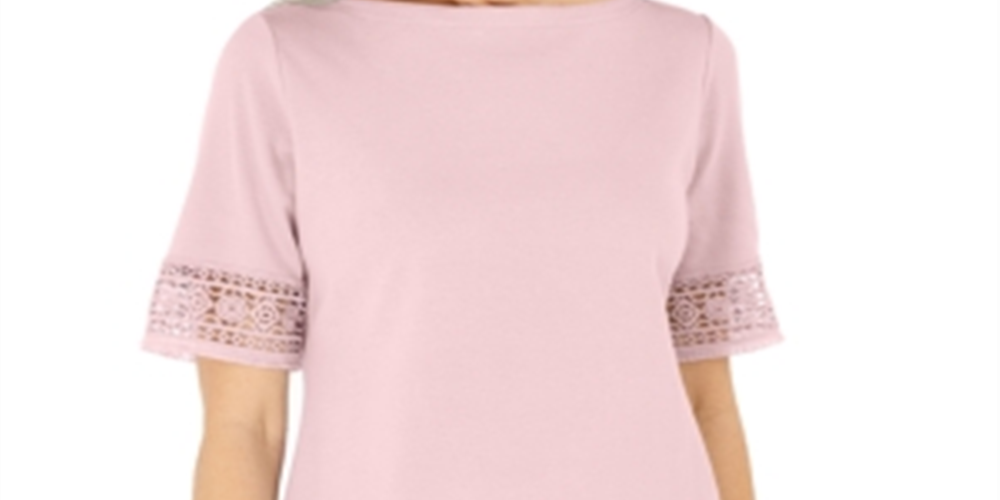 Karen Scott Blusa Feminina de Crochê com Franjas em Algodão Rosa Tamanho P