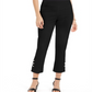 Calça feminina com cadarço e controle de barriga, tamanho X-S, preta, da coleção JM