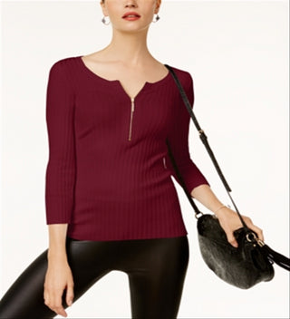 INC International Concepts Women's Zip Henley Purple Size Petite S