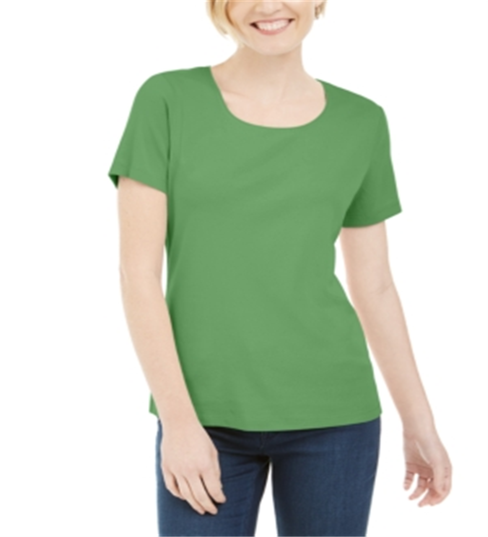 Karen Scott Blusa Feminina Manga Curta Gola Redonda Verde Tamanho Grande