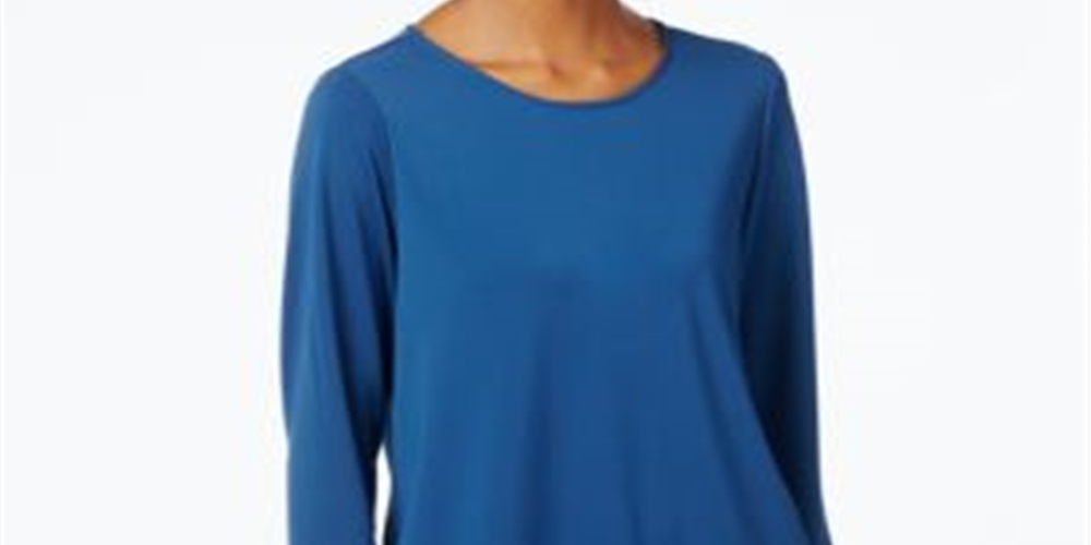 Blusa feminina Alfani assimétrica em camadas, azul, tamanho pequeno, médio