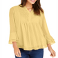 Charter Club Blusa Feminina com Babados Duplos e Textura Pintuck, Amarela, Tamanho Pequeno GG