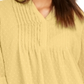Charter Club Blusa Feminina com Babados Duplos e Textura Pintuck, Amarela, Tamanho Pequeno GG