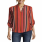 Blusa listrada feminina John Paul Richard com mangas dobradas, vermelha, tamanho pequeno XS
