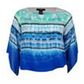 Blusa feminina Alfani de chiffon com estampa de bolinhas, azul, tamanho pequeno e pequeno