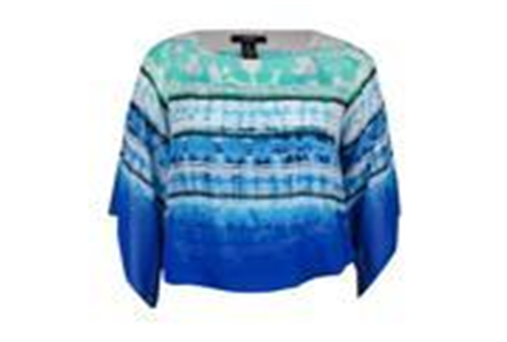 Blusa feminina Alfani de chiffon com estampa de bolinhas, azul, tamanho pequeno e pequeno