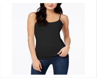 Regata feminina Maison Jules com alças finas, preta, tamanho extragrande