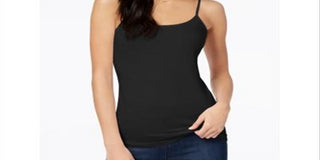 Regata feminina Maison Jules com alças finas, preta, tamanho extragrande