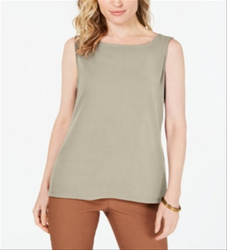 Top feminino com decote canoa Charter Club, marrom, tamanho grande