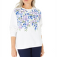 Blusa de lã estampada feminina Karen Scott, azul, tamanho médio
