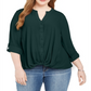 Blusa feminina plus size com botões frontais e torção INC International Concepts, verde, tamanho 0X