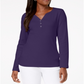 Karen Scott Blusa Feminina de Algodão com Gola Henleyn Roxa Tamanho Pequeno G