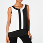 Blusa sem mangas Alfani feminina com blocos de cores, preta, tamanho pequeno G