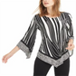 Blusa feminina Alfani com estampa e bainha pontuda, preta, tamanho pequeno G