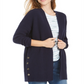 Cardigan feminino grande com botões laterais estilo &amp; co, azul, tamanho extrapequeno