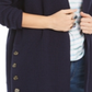 Cardigan feminino grande com botões laterais estilo &amp; co, azul, tamanho extrapequeno