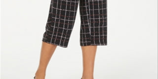 Calça curta estampada feminina Alfani preta tamanho 8