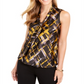 Blusa Kasper Feminina Paint Strokes Amarrada com Decote Amarelo Tamanho Médio