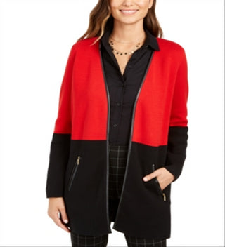 Cardigan feminino Charter Club Milano Cotton Colorblocked, vermelho, tamanho X-S