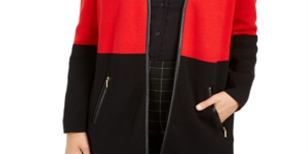 Cardigan feminino Charter Club Milano Cotton Colorblocked, vermelho, tamanho X-S