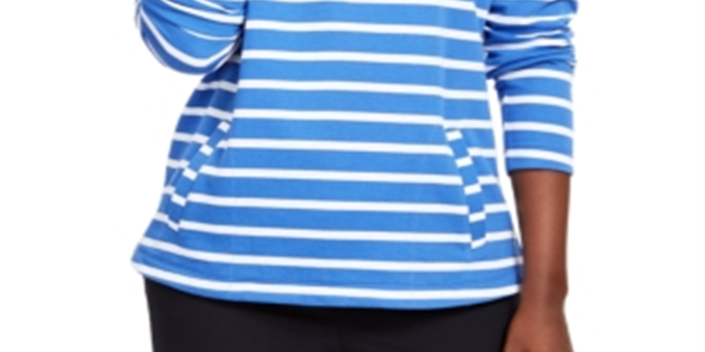 Karen Scott Blusa Esportiva Listrada Gola Simulada Feminina Azul Tamanho X-S