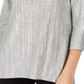 JM Collection Top Feminino Metálico Canelado com Decote em V Cinza Tamanho Pequeno G
