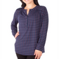 Blusa Henley Estampada Feminina NY Collection Azul Tamanho Pequeno Pequeno