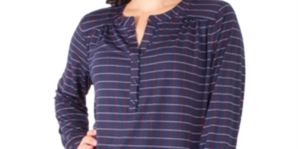 Blusa Henley Estampada Feminina NY Collection Azul Tamanho Pequeno Pequeno