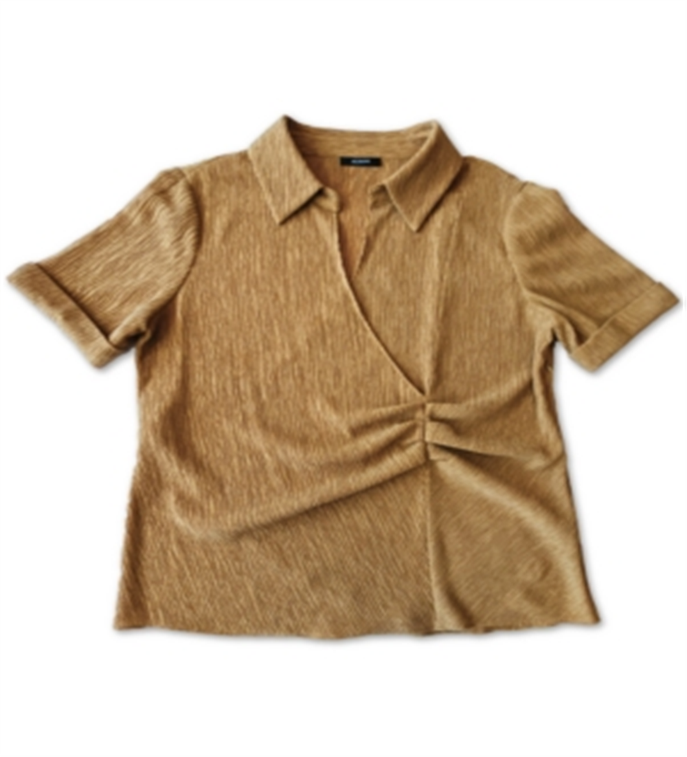 Alfani Feminino Cintura Plissada Sobrepeliz Henley Top Marrom Tamanho Grande