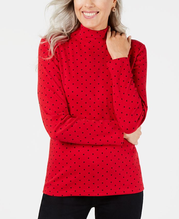 Blusa de gola alta Karen Scott com bolinhas, preta, tamanho G