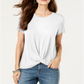 Top feminino com frente torcida estilo &amp; co, branco, tamanho extrapequeno
