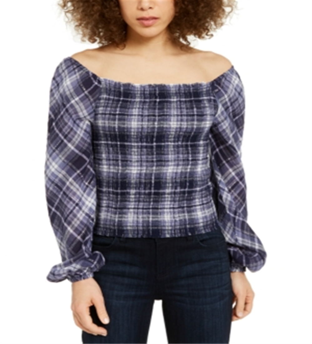 INC International Concepts Top xadrez feminino azul tamanho extragrande