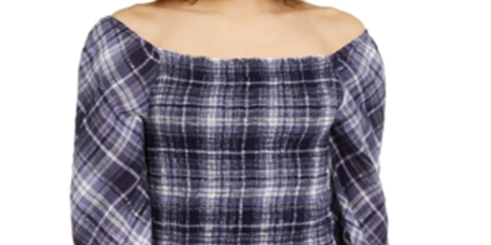 INC International Concepts Top xadrez feminino azul tamanho extragrande