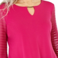 JM Collection Blusa feminina com manga bufante rosa tamanho extragrande